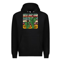 Black cactus sunflower coaster Premium Hoodie - JahusDesignShop