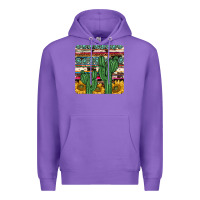 Purple cactus sunflower coaster Premium Hoodie - JahusDesignShop