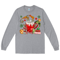 Heather Grey cup of chocolate and cookies Long Sleeve Tee - MaliasSmallBusiness