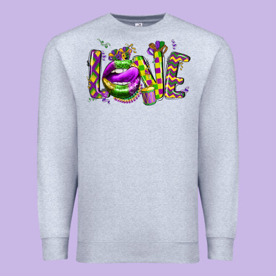 Mardi Gras Love Lips Premium Sweatshirt Designed By Cowgirlartshop