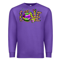 Purple mardi gras love lips Premium Sweatshirt - CowGirlArtShop
