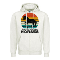 Oatmeal Heather Just A Girl Who Loves Horses Zipper Hoodie - Bettercallsaul