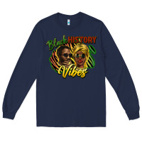 Navy black history vibes Long Sleeve Tee - NancyCooperArtShop