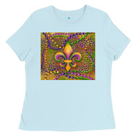 Baby Blue mardi gras fleur de lis Ladies Tee - RanaPortraitStore