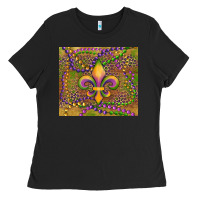 Black mardi gras fleur de lis Ladies Tee - RanaPortraitStore