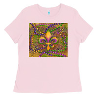 Bubblegum Pink mardi gras fleur de lis Ladies Tee - RanaPortraitStore