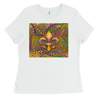 White mardi gras fleur de lis Ladies Tee - RanaPortraitStore