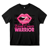 Black breast cancer warrior lips Heavy Core Tee - JahusDesignShop