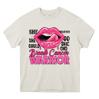 Cream breast cancer warrior lips Heavy Core Tee - JahusDesignShop