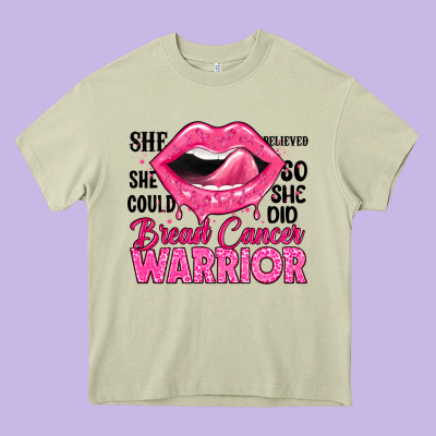 Breast Cancer Warrior Lips Heavy Core Tee Designed By Jahusdesignshop