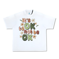 White it's ok to not be ok Urban Heavy Tee - MaliasSmallBusiness