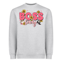 Heather Grey boss lady Heavyweight Sweatshirt - MaliasSmallBusiness
