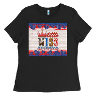 Black 4th of july little miss America Ladies Tee - HRA Design Shop