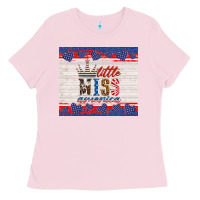 Bubblegum Pink 4th of july little miss America Ladies Tee - HRA Design Shop