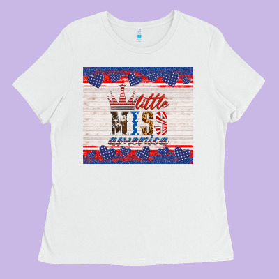 4th Of July Little Miss America Ladies Tee Designed By Hra Design Shop