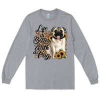 Heather Grey life is better with a pug Long Sleeve Tee - JahusDesignShop