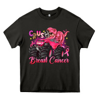 Asphalt crush breast cancer monster truck with dinosaur Heavy Core Tee - JahusDesignShop