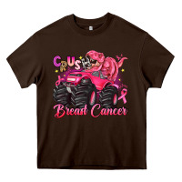 Chocolate Brown crush breast cancer monster truck with dinosaur Heavy Core Tee - JahusDesignShop