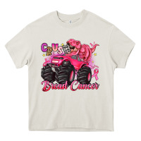 Cream crush breast cancer monster truck with dinosaur Heavy Core Tee - JahusDesignShop