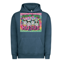 Pigment Midnight Navy chilling with my peeps Urban Hoodie - FaDigitalArtStudio