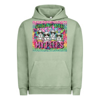 Pigment Oil Green chilling with my peeps Urban Hoodie - FaDigitalArtStudio