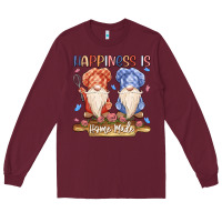 Burgundy happiness is homemade Long Sleeve Tee - MaliasSmallBusiness