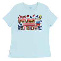 Baby Blue i'm not drunk i'm patriotic Ladies Tee - HRA Design Shop