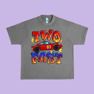 Two Fast Boys Birthday Racing Car Urban Heavy Tee Designed By Maliassmallbusiness
