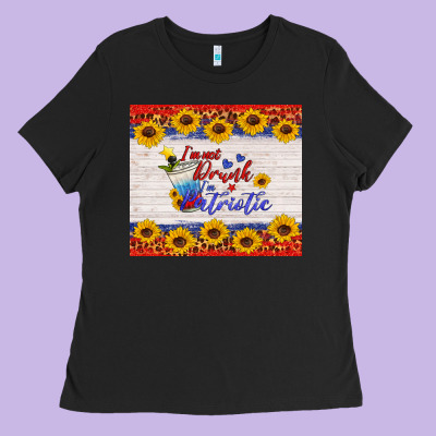 I'm Not Drunk I'm Patriotic Ladies Tee Designed By Hra Design Shop