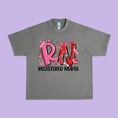 Rn Registered Nurse Valentines Day Urban Heavy Tee Designed By Maliassmallbusiness