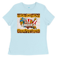 Baby Blue god bless america Ladies Tee - HRA Design Shop