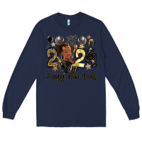 Navy 2024 happy new year black woman Long Sleeve Tee - MaliasSmallBusiness
