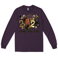 Plum 2024 happy new year black woman Long Sleeve Tee - MaliasSmallBusiness