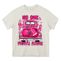 Breast Cancer No One Fights Alone Truck Football Heavy Core Tee | Teevron