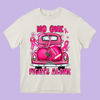Breast Cancer No One Fights Alone Truck Football Heavy Core Tee Designed By Jahusdesignshop