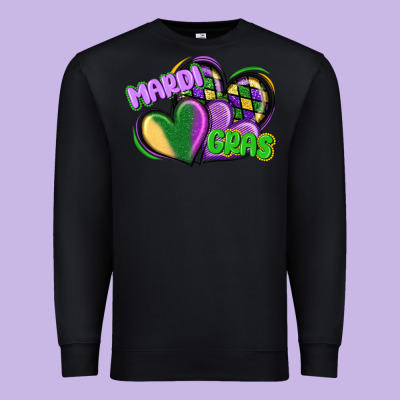 Mardi Gras Heart Premium Sweatshirt Designed By Cowgirlartshop