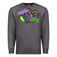Charcoal Heather mardi gras heart Premium Sweatshirt - CowGirlArtShop