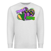 Oatmeal Heather mardi gras heart Premium Sweatshirt - CowGirlArtShop