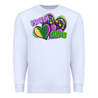 White mardi gras heart Premium Sweatshirt - CowGirlArtShop
