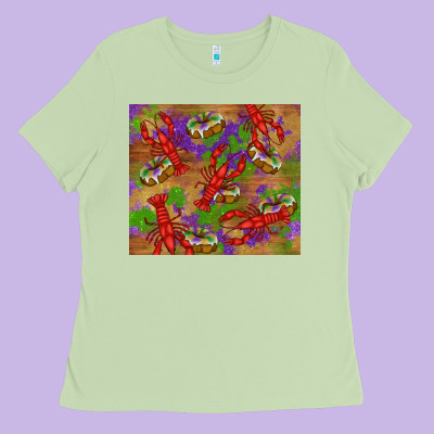 Mardi Gras Crawfish King Cake Ladies Tee Designed By Ranaportraitstore