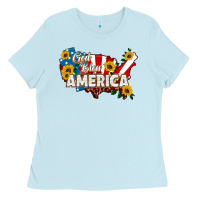 Baby Blue god bless america Ladies Tee - HRA Design Shop