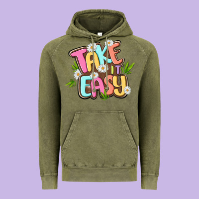 Take It Easy Vintage Hoodie Designed By Maliassmallbusiness