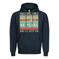 Navy awesome since august 1976 44 years and i ll keep on Zipper Hoodie - Bettercallsaul