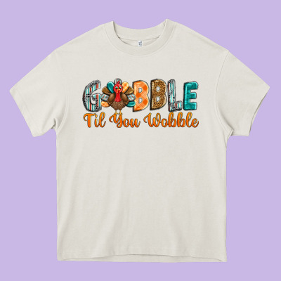 Gobble Till You Wobble Heavy Core Tee Designed By Barkaloodesign