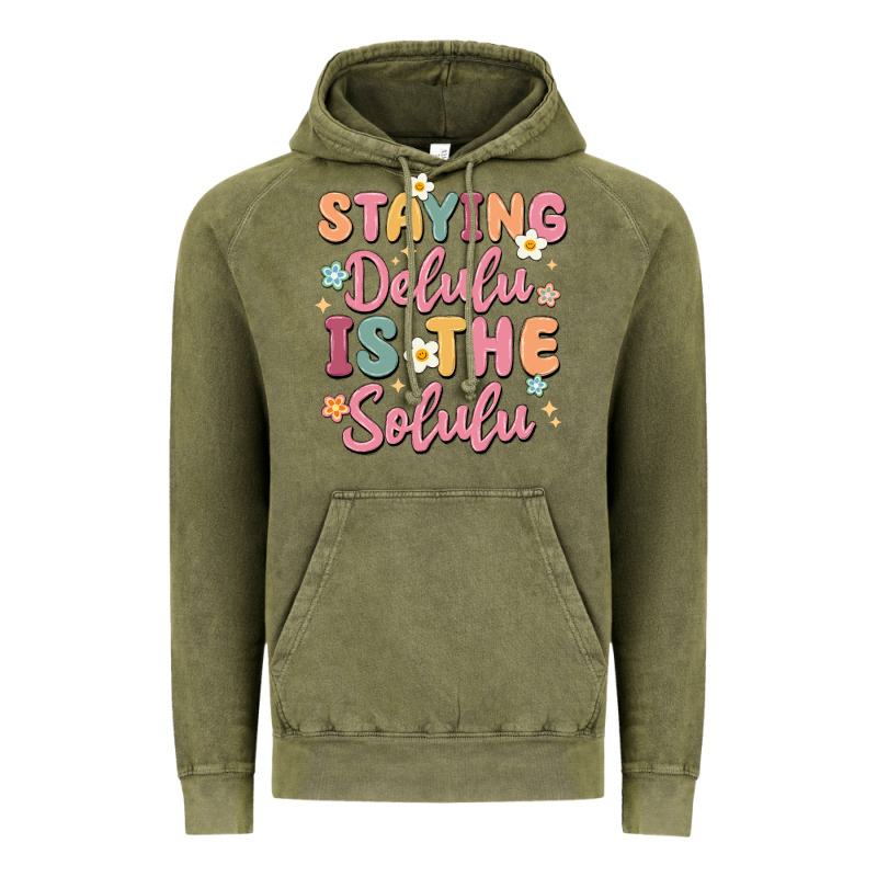 Staying Delulu Is The Solulu Vintage Hoodie by MaliasSmallBusiness | Teevron
