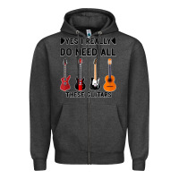Charcoal Heather Yes I Really Do Need All These Guitars Zipper Hoodie - Bettercallsaul