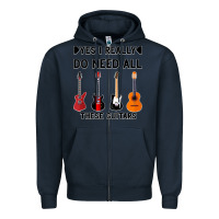 Navy Yes I Really Do Need All These Guitars Zipper Hoodie - Bettercallsaul