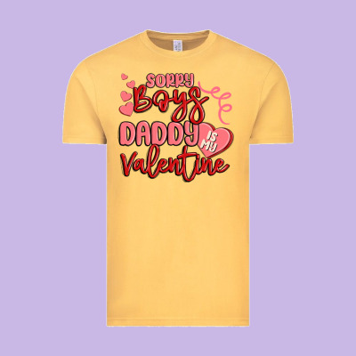 Sorry Boys Daddy Is My Valentine Vintage Tee Designed By Maliassmallbusiness