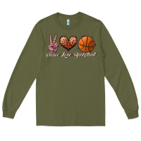 Army Green peace love basketball Long Sleeve Tee - JahusDesignShop