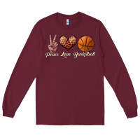 Burgundy peace love basketball Long Sleeve Tee - JahusDesignShop